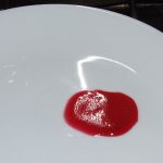 Foto: Gelierprobe mit der selbstgemachten Sauerkirsch-Rotwein-Konfitüre