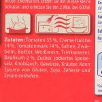 Scan: Zutatenliste Sauce Toskana von Steinhaus